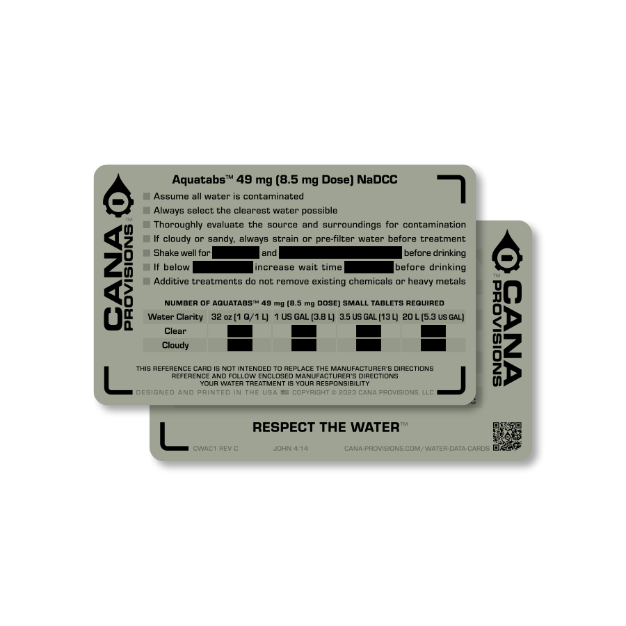 CANA Provisions: AquaTabs Quick Reference Card